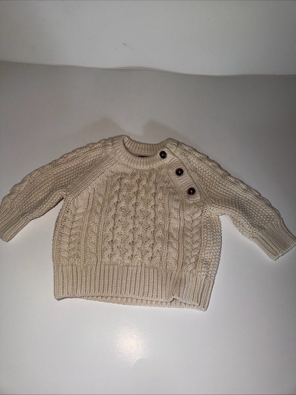Gap Baby Boy Cream Ivory Thick Cable Knit Sweater Size 3/6 Months